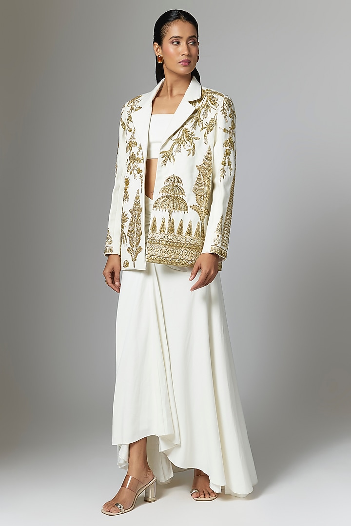 Ivory Crepe Blazer Set by Masaba at Pernia's Pop Up Shop