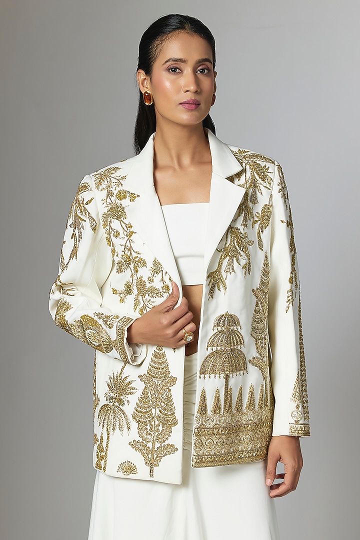 Ivory Crepe Blazer Set by Masaba at Pernia's Pop Up Shop