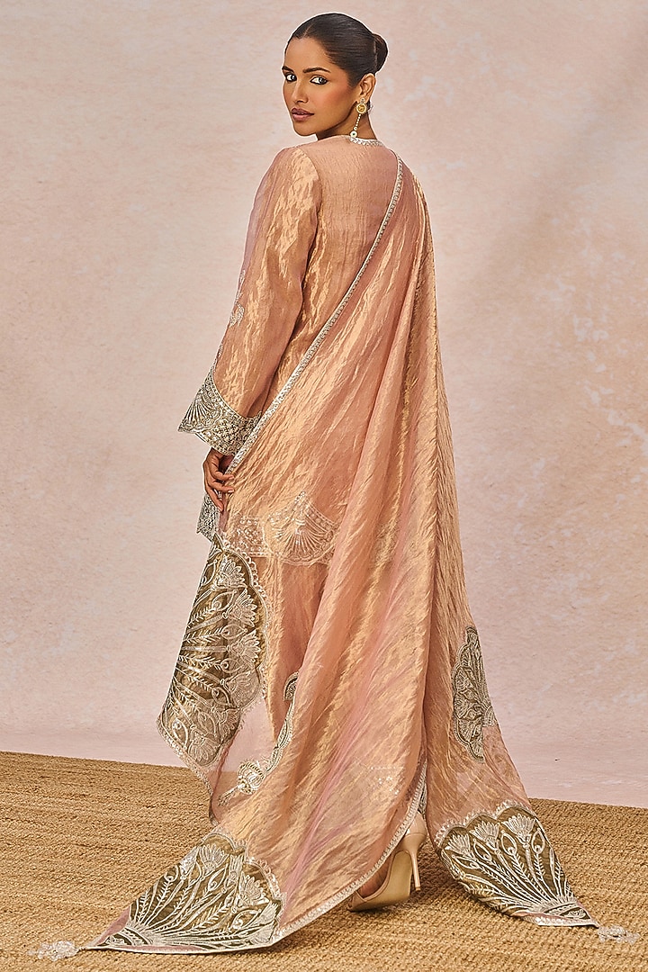 Blush Pink Tissue Pankh Bagh Motif Embroidered Kurta Set by Masaba at Pernia's Pop Up Shop