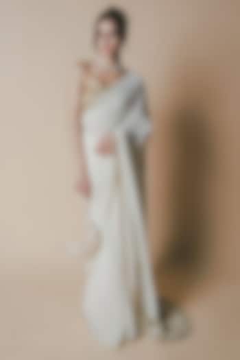 Ivory Georgette Bridal Saree Set by Masaba at Pernia's Pop Up Shop