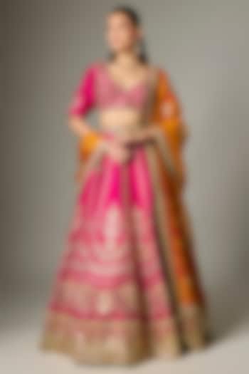 Pink Raw Silk & Organza Bridal Lehenga Set by Masaba at Pernia's Pop Up Shop