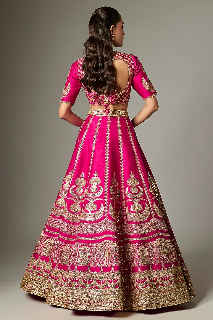 Pink Raw Silk & Organza Bridal Lehenga Set by Masaba at Pernia's Pop Up Shop