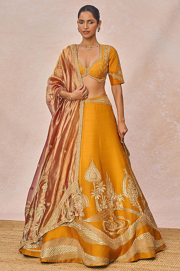 Rust Heavy Raw Silk Kali Motif Embroidered Bridal Lehenga Set by Masaba at Pernia's Pop Up Shop