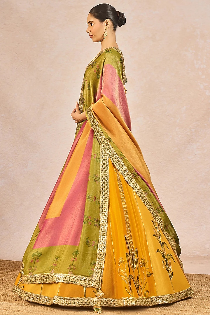 Yellow Tissue Boota Motif Embroidered Bridal Lehenga Set by Masaba at Pernia's Pop Up Shop