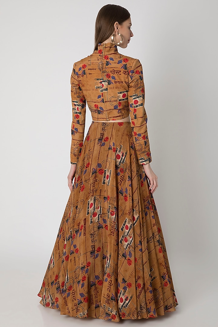 Brown Printed Lehenga Skirt With Blouse by Masaba at Pernia's Pop Up Shop