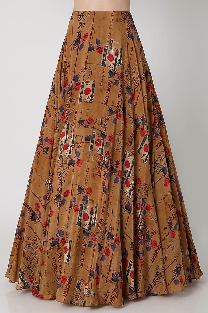Brown Printed Lehenga Skirt With Blouse by Masaba at Pernia's Pop Up Shop