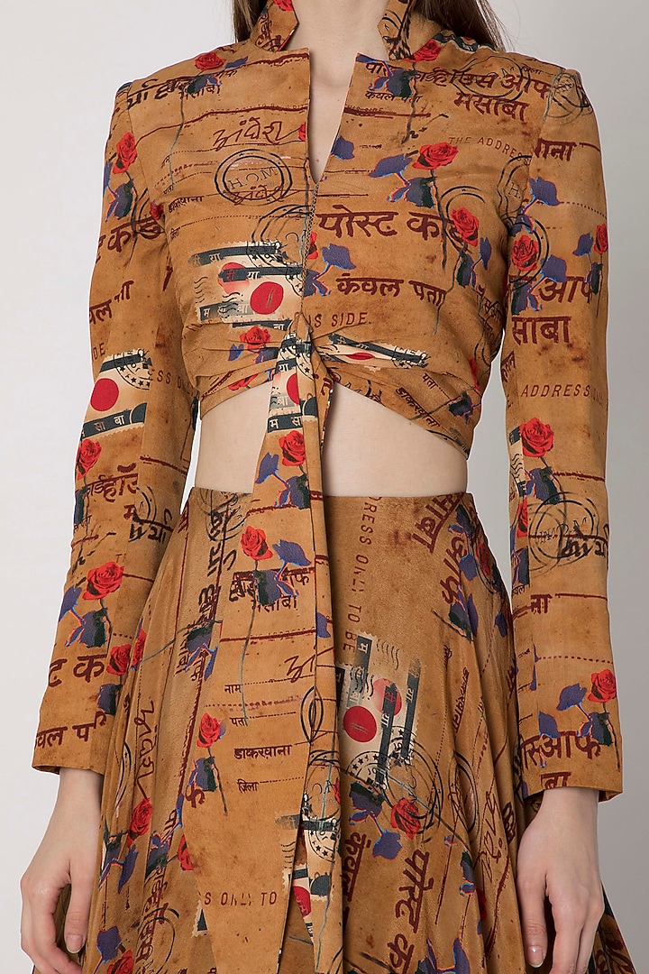Brown Printed Lehenga Skirt With Blouse by Masaba at Pernia's Pop Up Shop