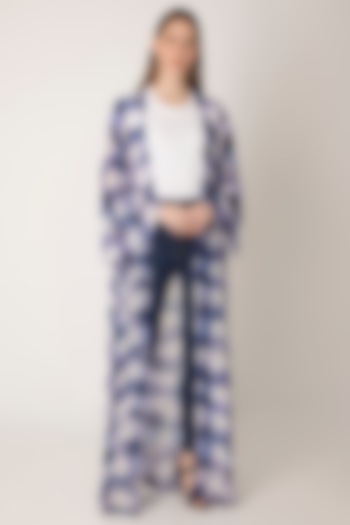 Blue Printed Crepe Cape by Masaba