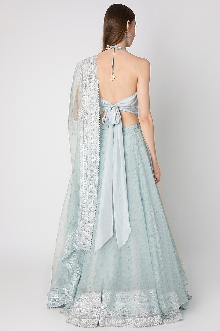 Blue Embroidered Wedding Lehenga Set by Masaba at Pernia's Pop Up Shop