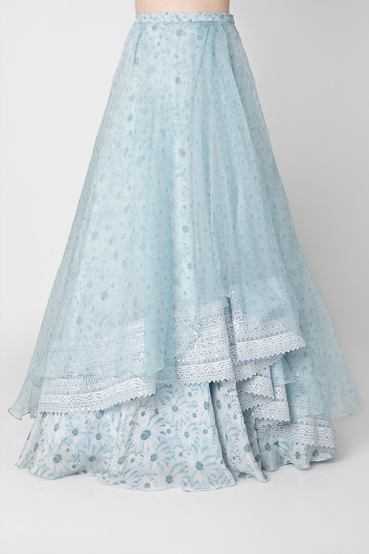 Blue Embroidered Wedding Lehenga Set by Masaba at Pernia's Pop Up Shop