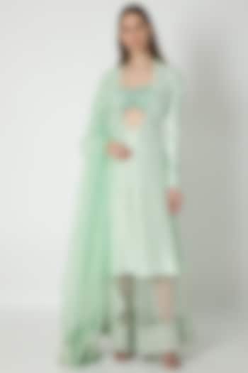 Mint Green Embroidered Anarkali Set by Masaba