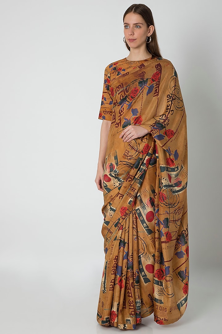 Brown Printed Saree Set by Masaba X Rhea Kapoor
