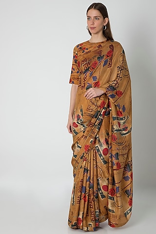 Brown Printed Saree Set by Masaba