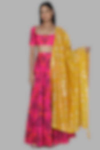 Hot Pink & Yellow Printed Lehenga Set by Masaba at Pernia's Pop Up Shop
