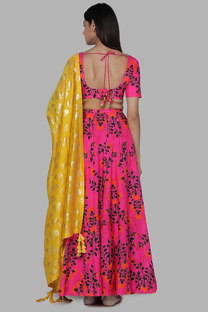 Hot Pink & Yellow Printed Lehenga Set by Masaba at Pernia's Pop Up Shop