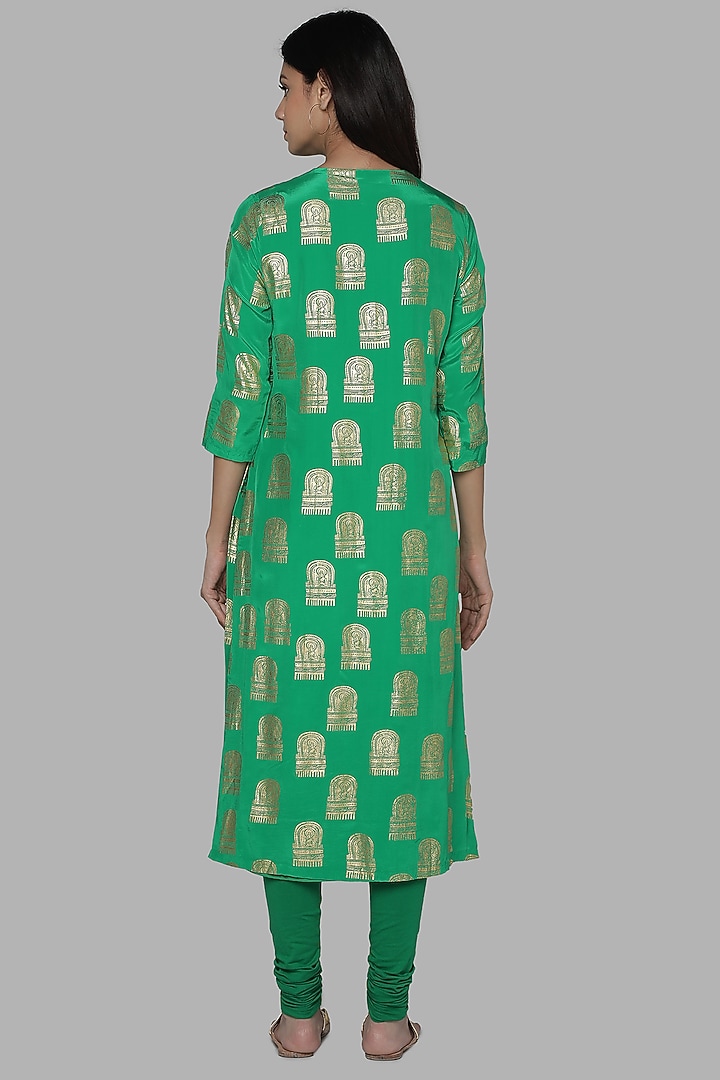 Green Foil Printed Tunic by Masaba at Pernia's Pop Up Shop