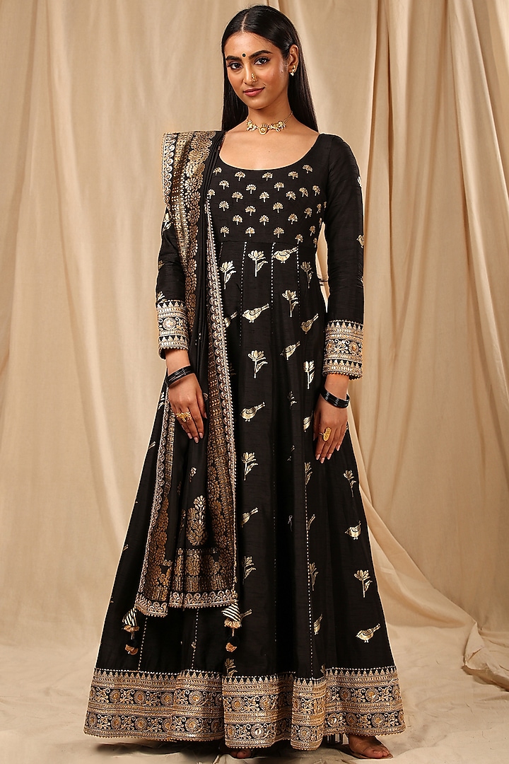 Black Printed Anarkali Set by Masaba