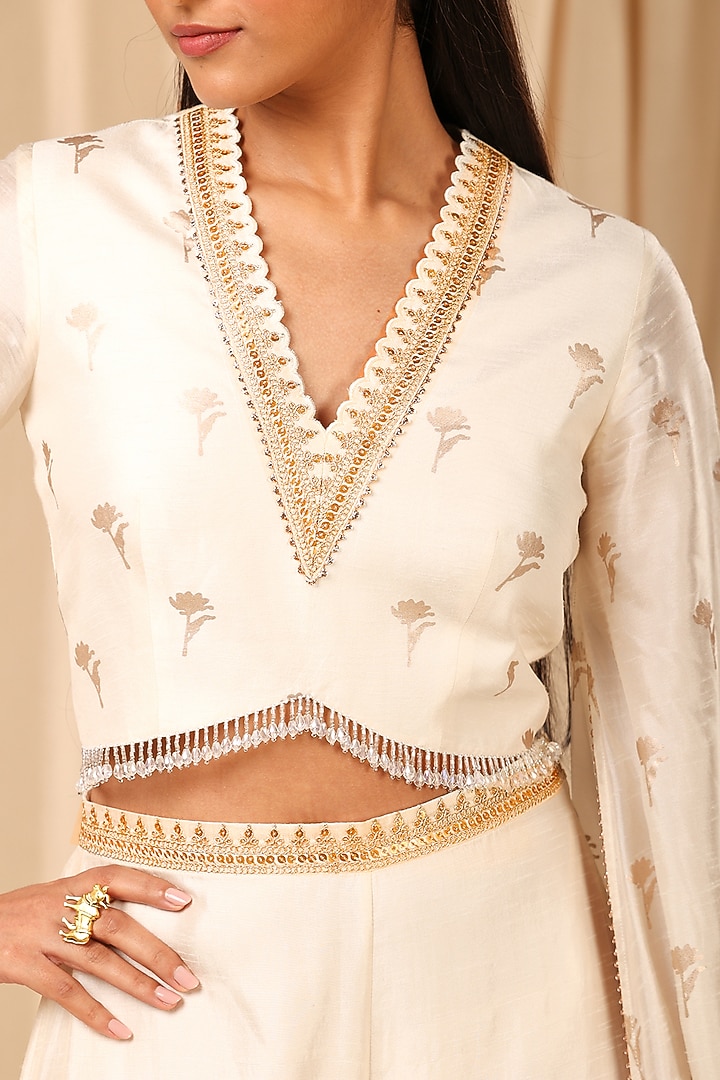 Ivory Printed Palazzo Pant Set by Masaba at Pernia's Pop Up Shop