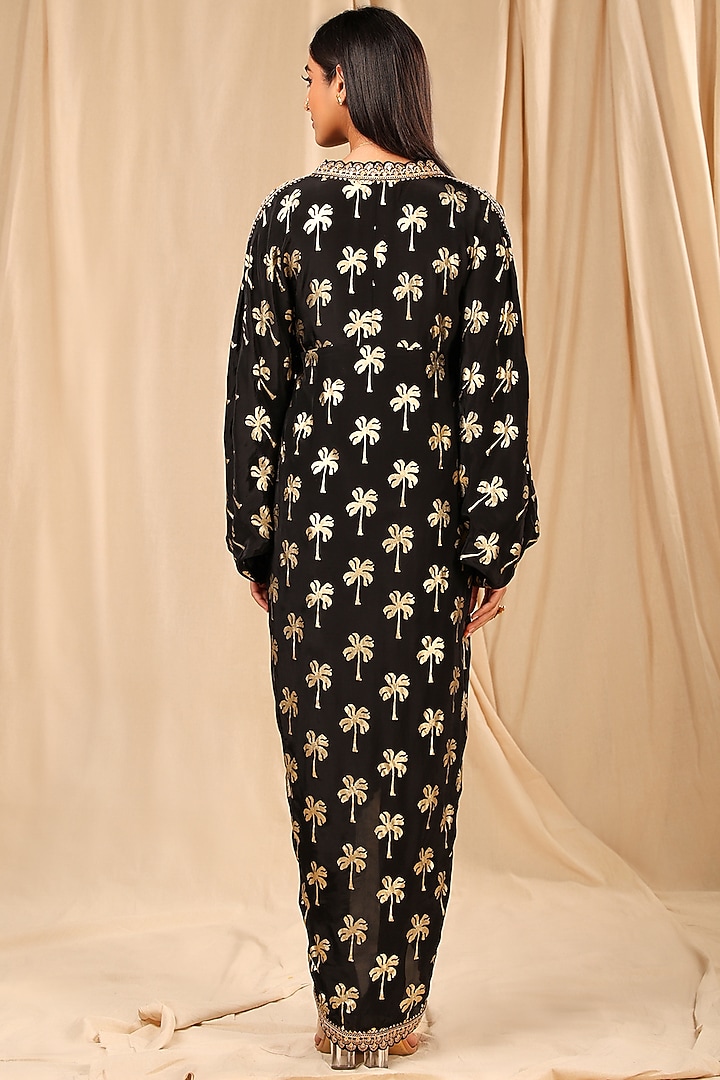 Black Printed Kaftan by Masaba at Pernia's Pop Up Shop
