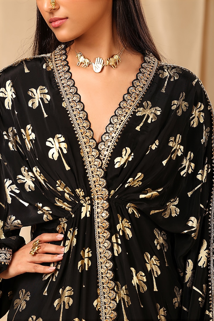 Black Printed Kaftan by Masaba at Pernia's Pop Up Shop
