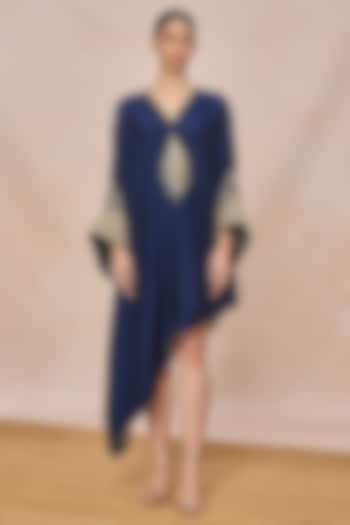 Blue Viscose Slub Kaftan by Masaba at Pernia's Pop Up Shop