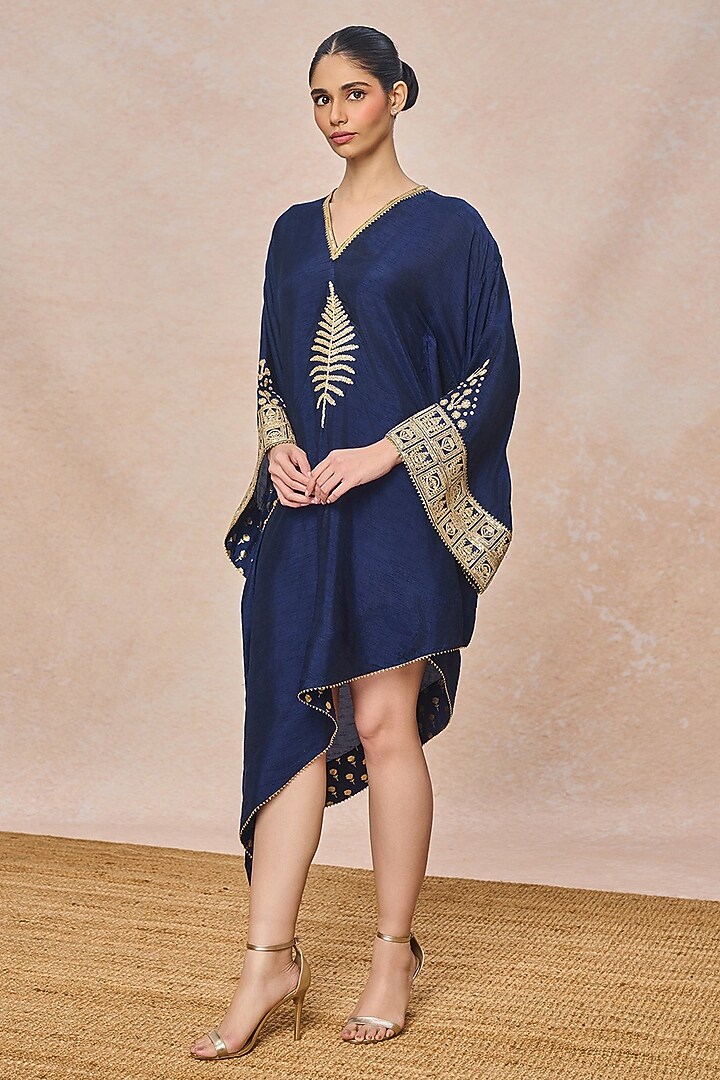Blue Viscose Slub Kaftan by Masaba at Pernia's Pop Up Shop