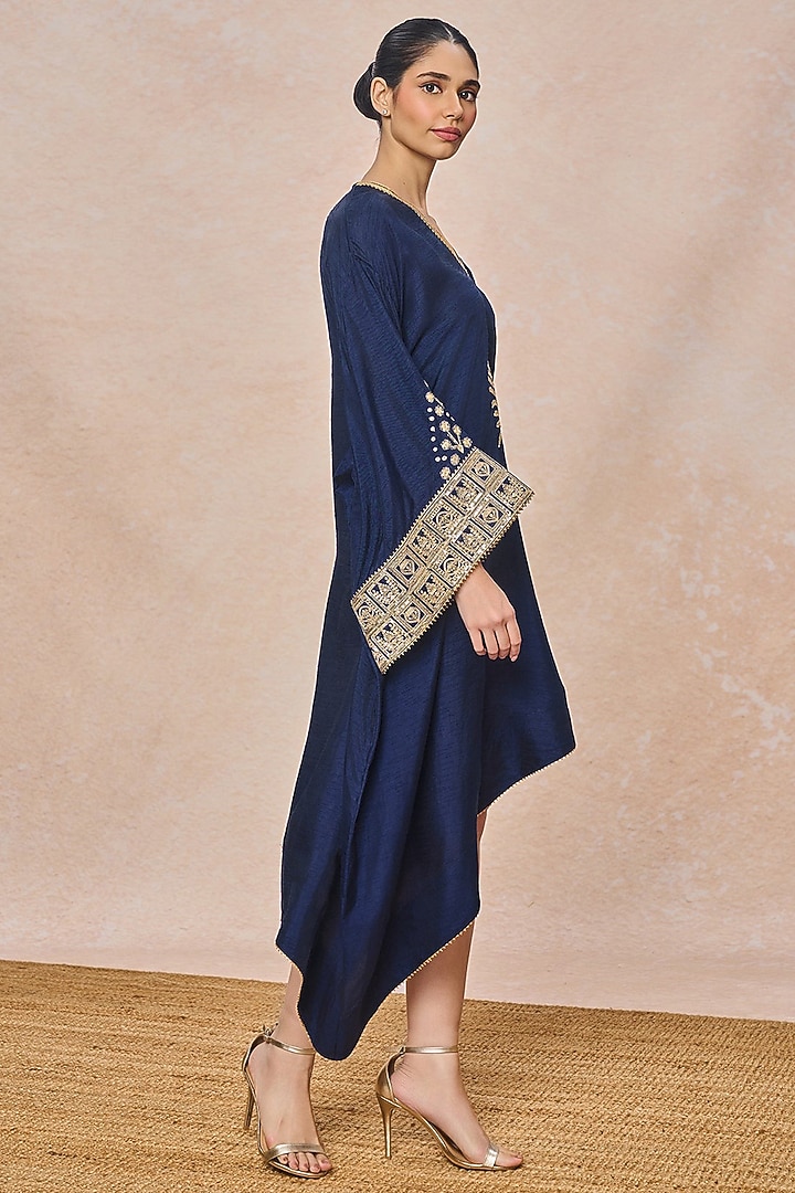 Blue Viscose Slub Kaftan by Masaba at Pernia's Pop Up Shop