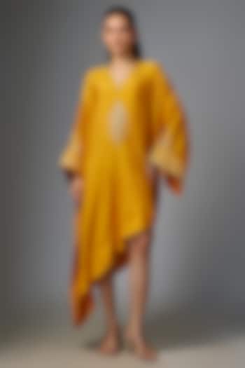 Yellow Viscose Slub Kaftan by Masaba at Pernia's Pop Up Shop