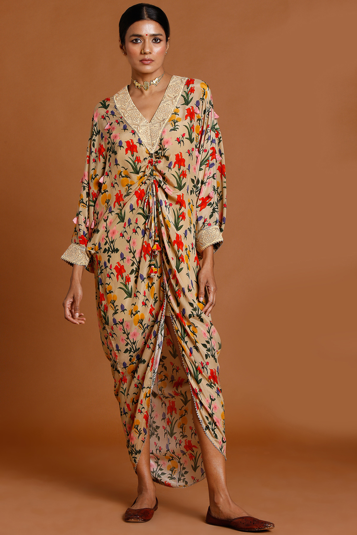 Oatmeal Embellished Kaftan by Masaba at Pernia's Pop Up Shop