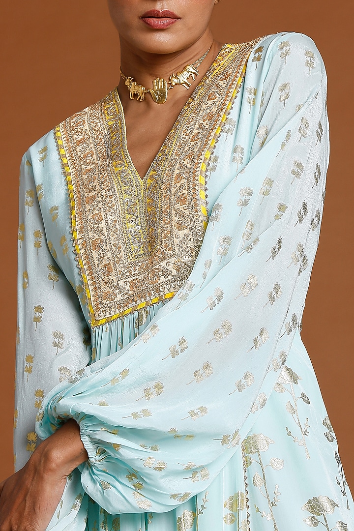 Sea Blue Embellished Kurta Vacation Dress by Masaba at Pernia's Pop Up Shop