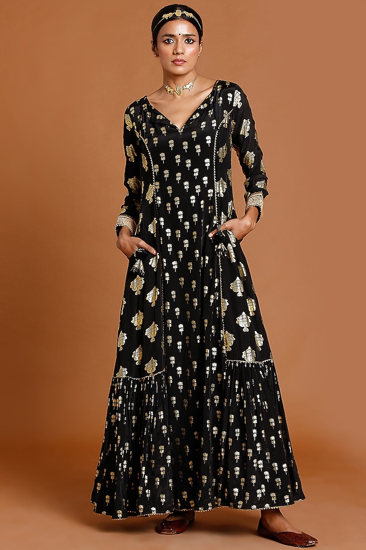 Black Embellished Tiered Dress by Masaba