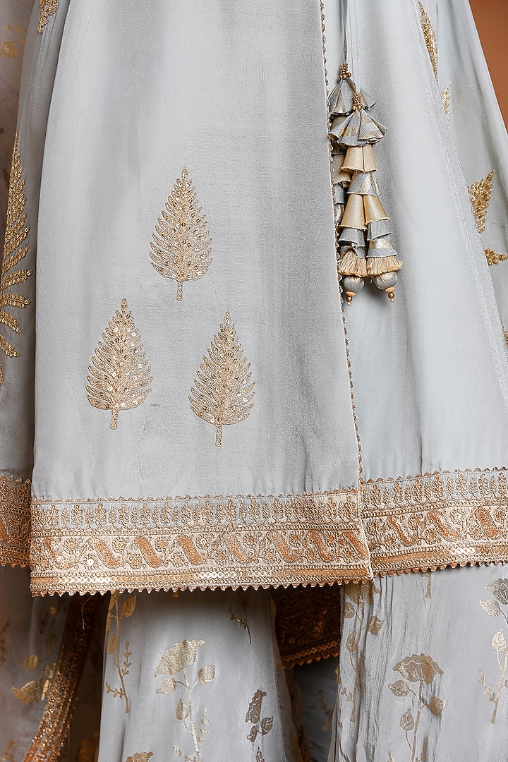 Grey Embroidered Angrakha Kurta Set by Masaba at Pernia's Pop Up Shop