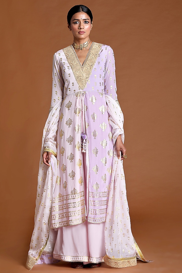 Baby Pink & Lilac Embroidered Tunic Set by Masaba at Pernia's Pop Up Shop