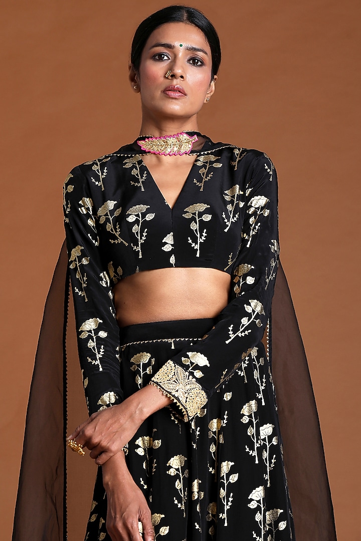 Black Embellished Wedding Lehenga Set by Masaba at Pernia's Pop Up Shop