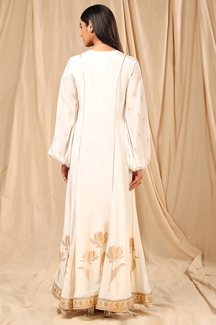 Ivory Viscose Crepe Embroidered & Printed Kurta Vacation Dress by Masaba at Pernia's Pop Up Shop