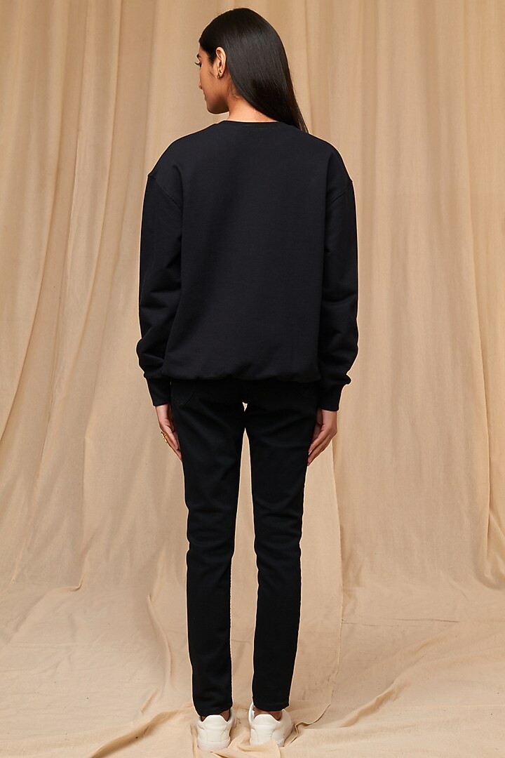 Black Printed Sweatshirt by Masaba at Pernia's Pop Up Shop