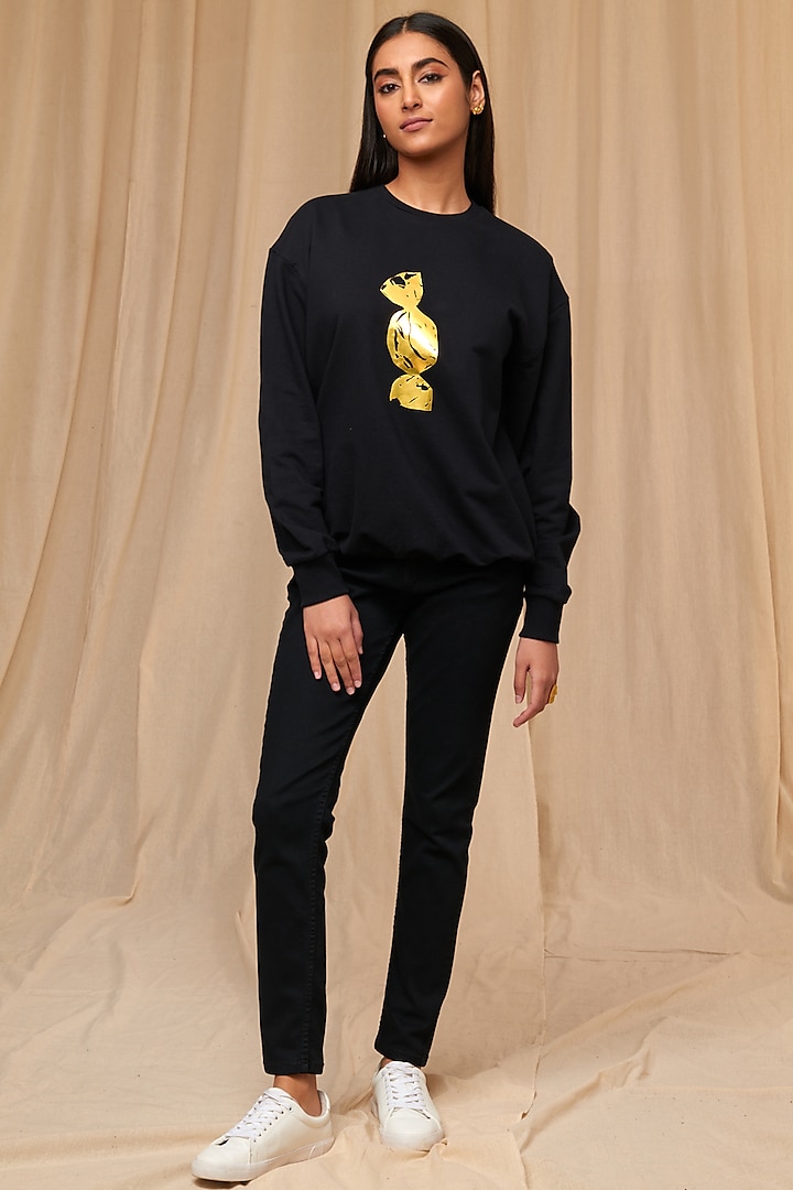 Black Knit Printed Sweatshirt by Masaba