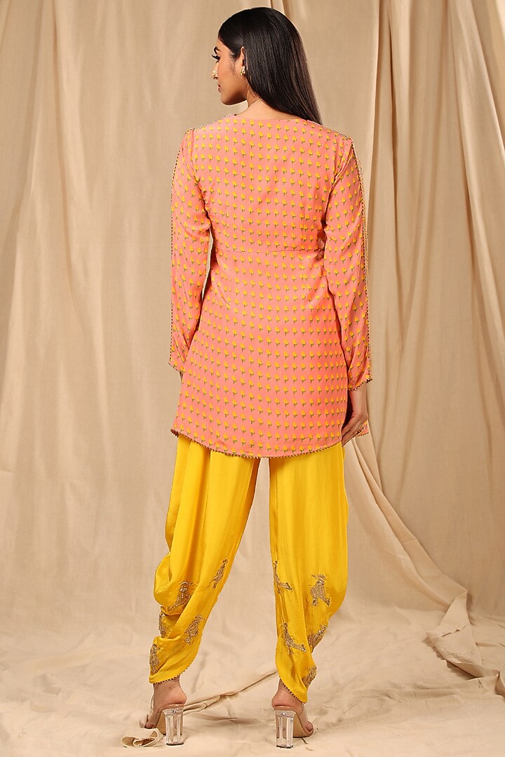 Yellow Embroidered Cowl Dhoti Set by Masaba at Pernia's Pop Up Shop