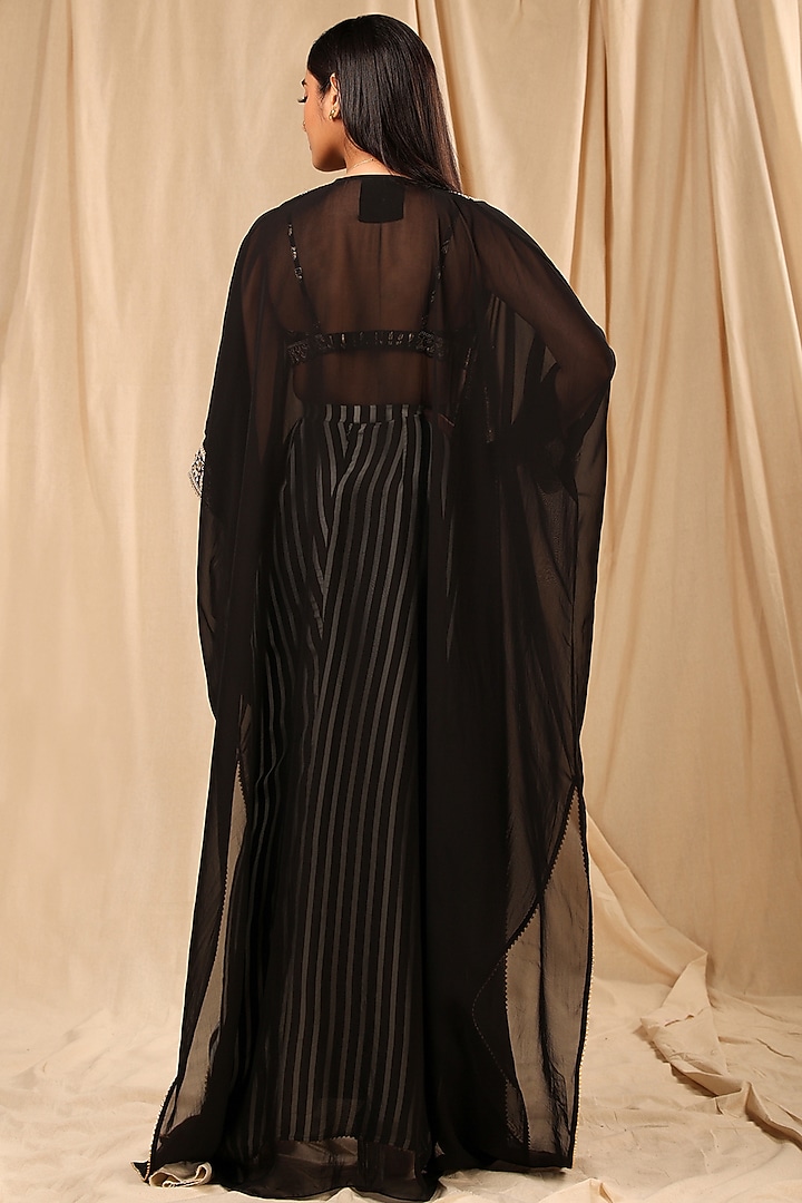 Black Crepe Draped Skirt Set by Masaba at Pernia's Pop Up Shop