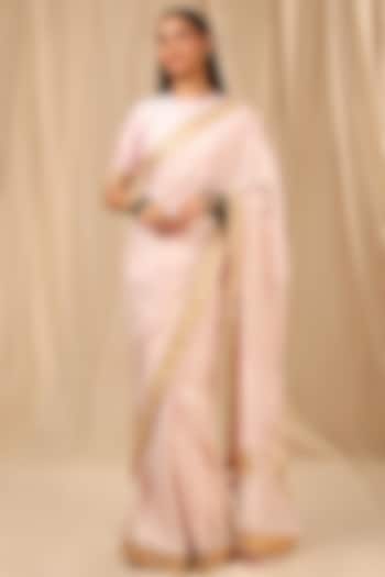 Baby Pink Embroidered Saree Set by Masaba