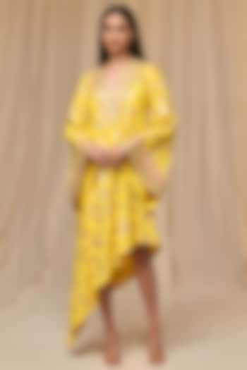 Lemon Yellow Printed Kaftan by Masaba