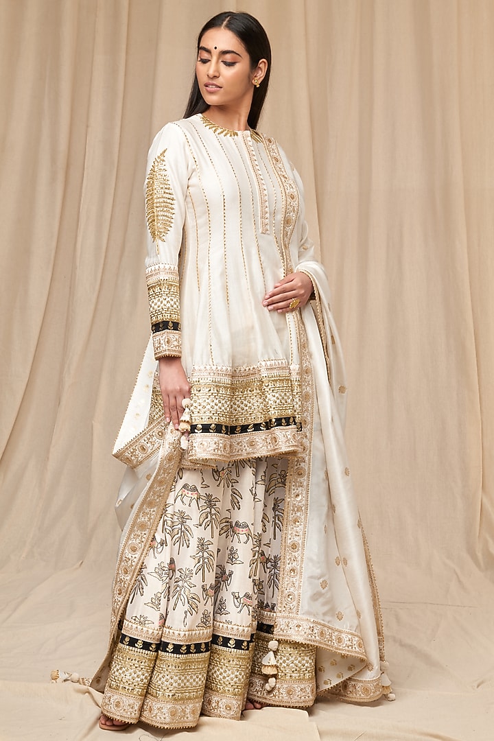 Ivory Embroidered Wedding Sharara Set by Masaba at Pernia's Pop Up Shop