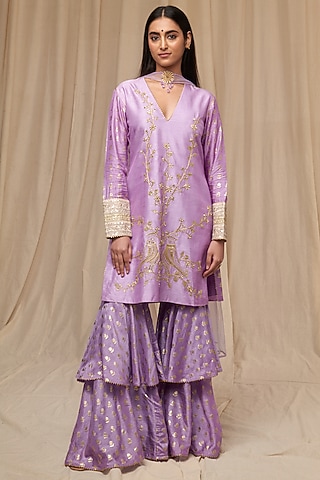 Lilac Raw Silk Gharara Set by Masaba