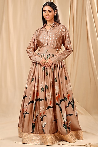 Oatmeal Printed Lehenga Set by Masaba