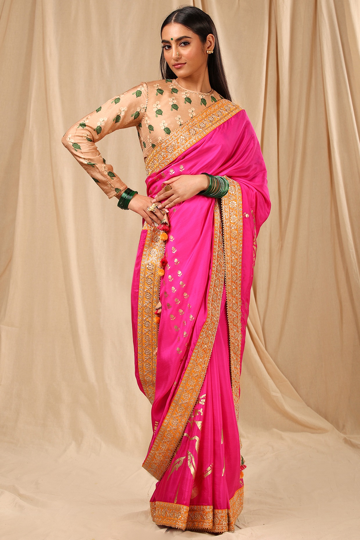 Dignified Woven Hot Pink Silk Casual Saree -