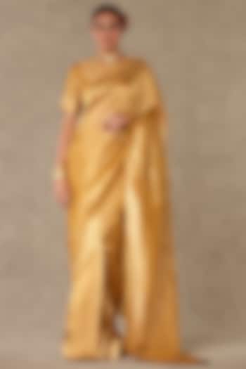Golden Yellow Tissue Zari Border Wedding Saree Set by Masaba at Pernia's Pop Up Shop