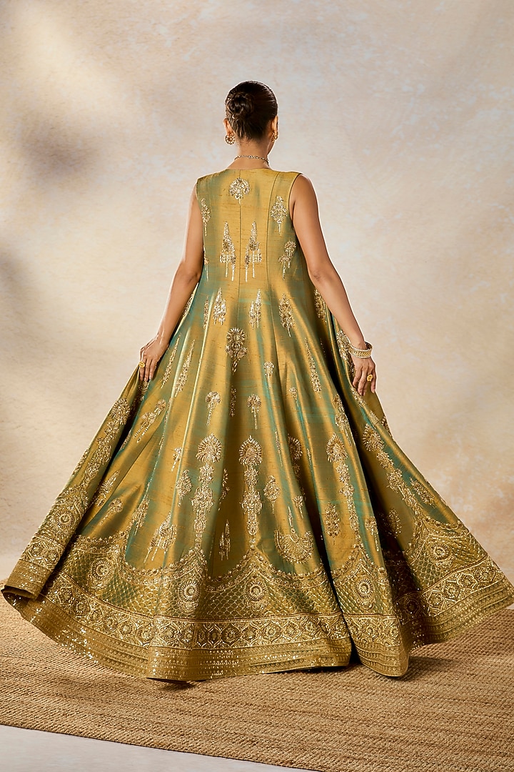 Multi-Colored Raw Silk Mirror & Motif Embroidered Jacket Bridal Lehenga Set by Masaba at Pernia's Pop Up Shop