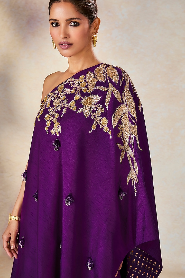 Purple Viscose Raw Silk Zardosi Embroidered Bridal Sharara Set by Masaba at Pernia's Pop Up Shop