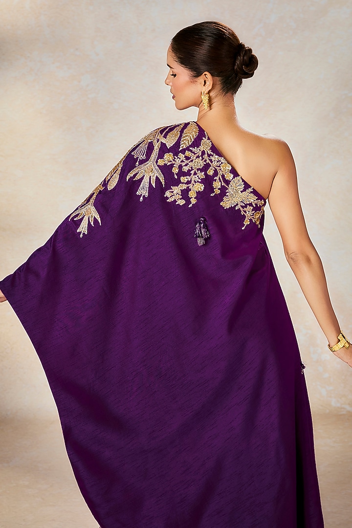Purple Viscose Raw Silk Zardosi Embroidered Bridal Sharara Set by Masaba at Pernia's Pop Up Shop