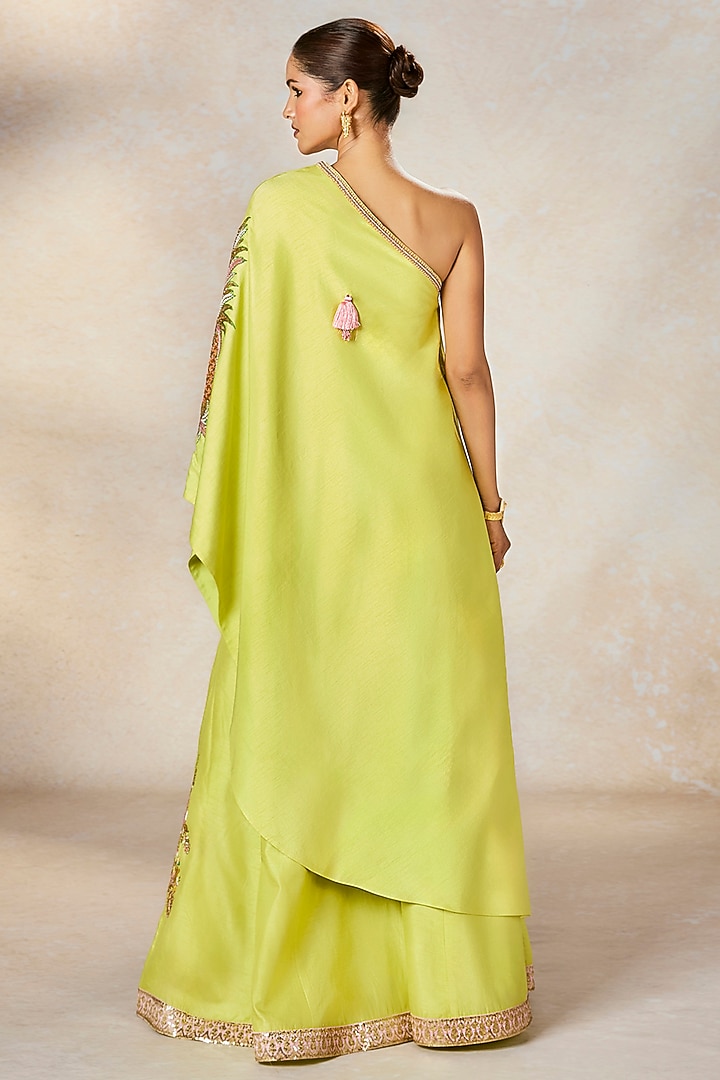 Lime Viscose Raw Silk Sitara Embroidered Wedding Sharara Set by Masaba at Pernia's Pop Up Shop